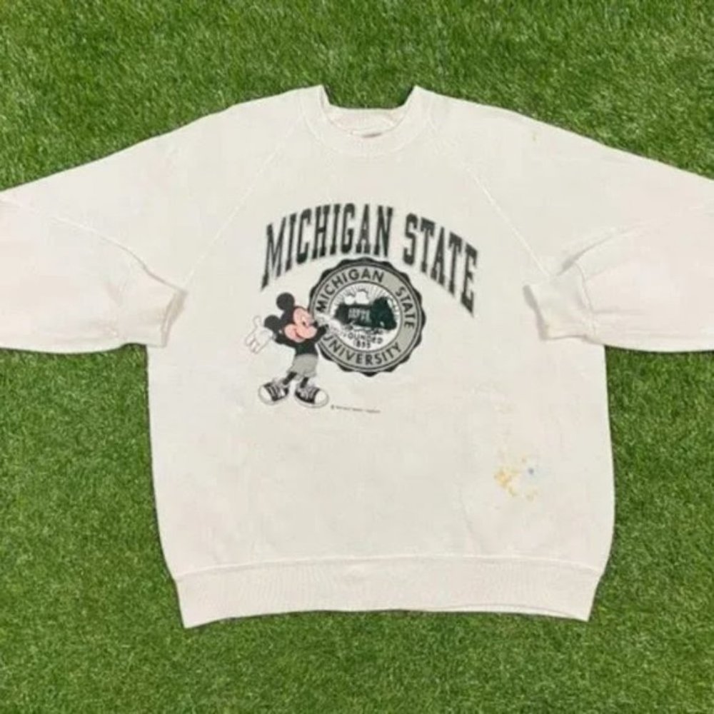 Vintage University of Michigan State Crewneck Sweatshirt Nutmeg Mills Made USA